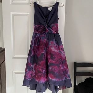 Mid length purple dress. Mid length